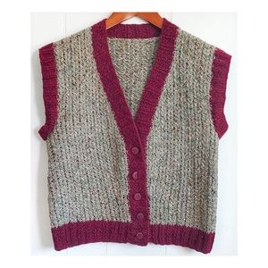 Vintage Handmade Wool Grandma Vest Cardigan Vest